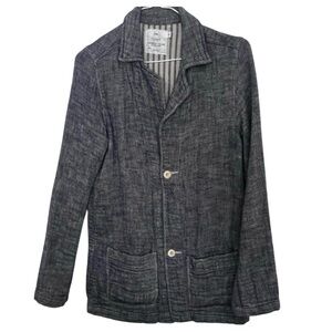 American Colors by Alex Lehr Navy and Cream Striped Linen Blend Jacket